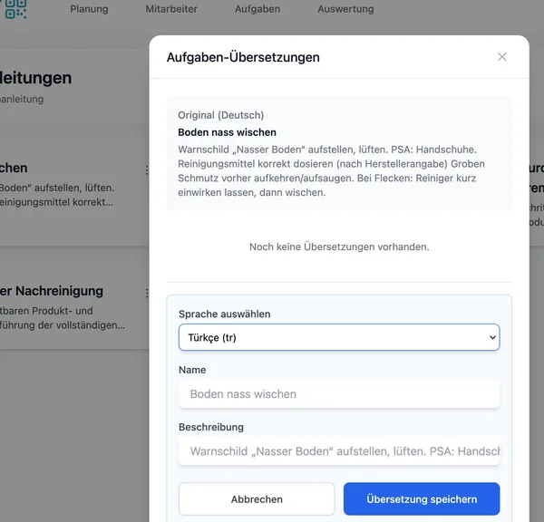 Anleitungen in verschiedene Sprachen übersetzen