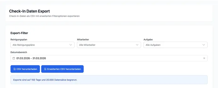Hygiene-Nachweise exportieren für Begehungen und Audits