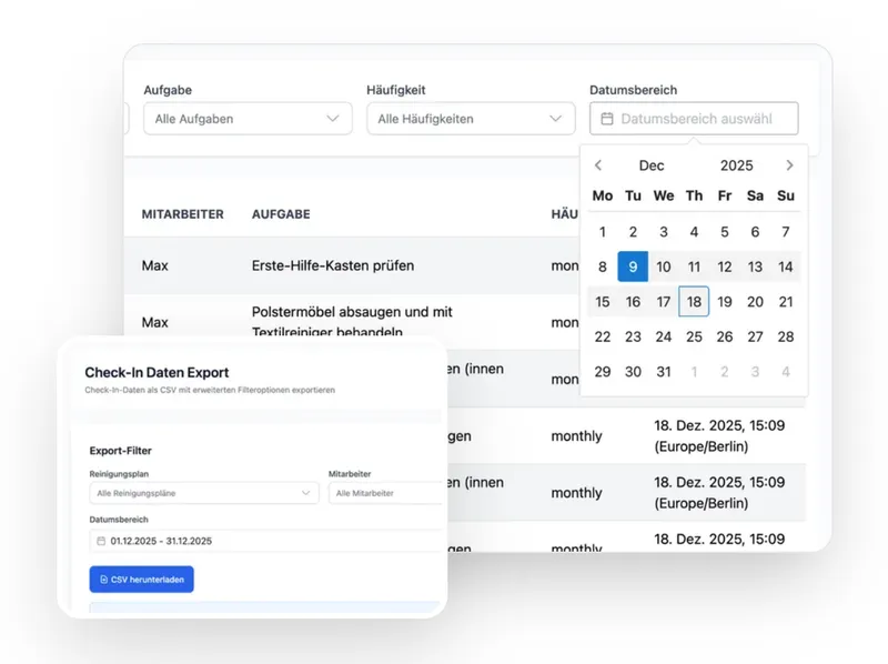 Auswerten und exportieren