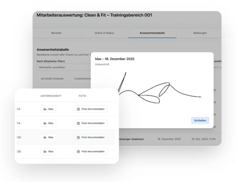 Digitale Unterschrift und Fotonachweis