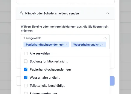 Mängel und Schadenmeldungen