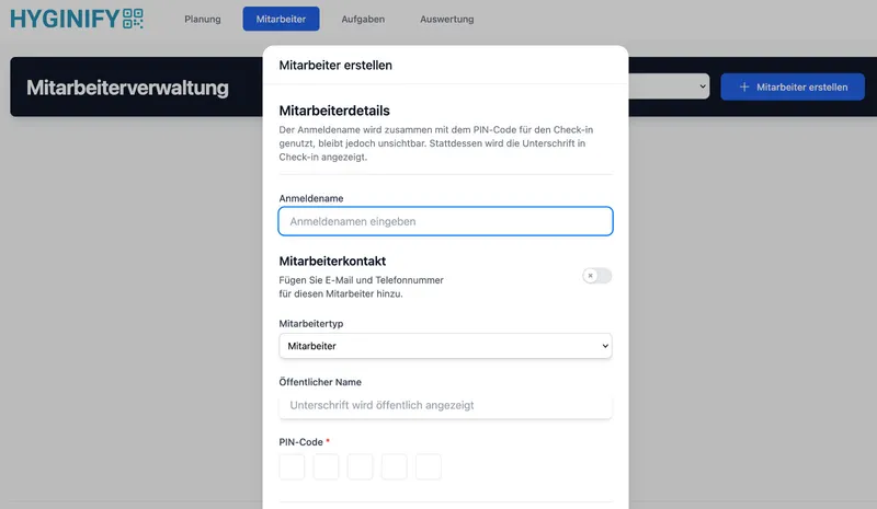 1. Mitarbeitende anlegen