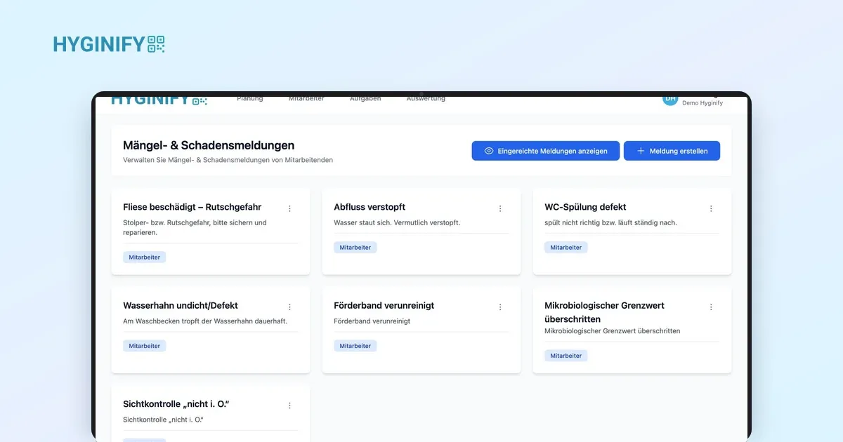 Was passiert, wenn's tropft? Mängel- und Schadensmeldungen in Hyginify