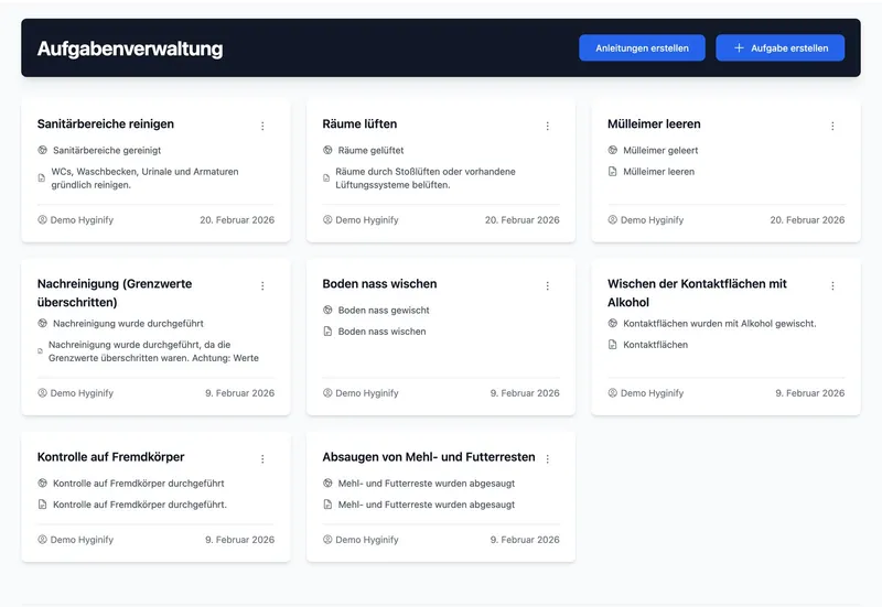 Aufgaben verwalten in der Reinigungssoftware