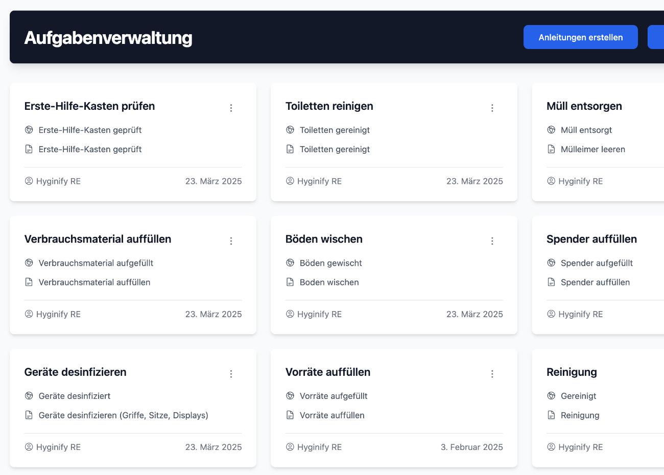 Formular für einen Mitarbeiter in Hyginify mit automatischer Sprachwahl und fünfstelligem PIN-Code