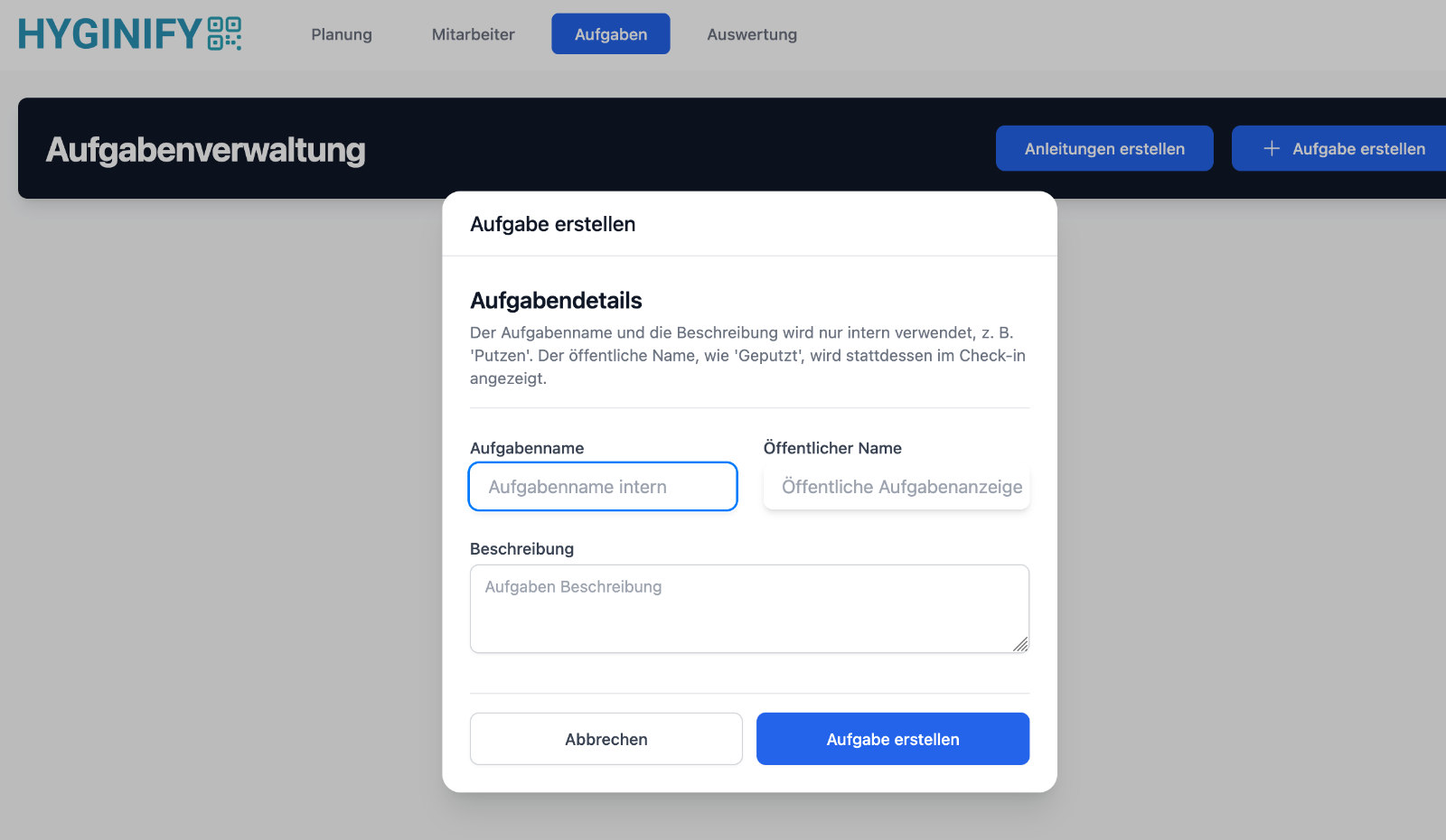 1. Wartungsaufgaben anlegen