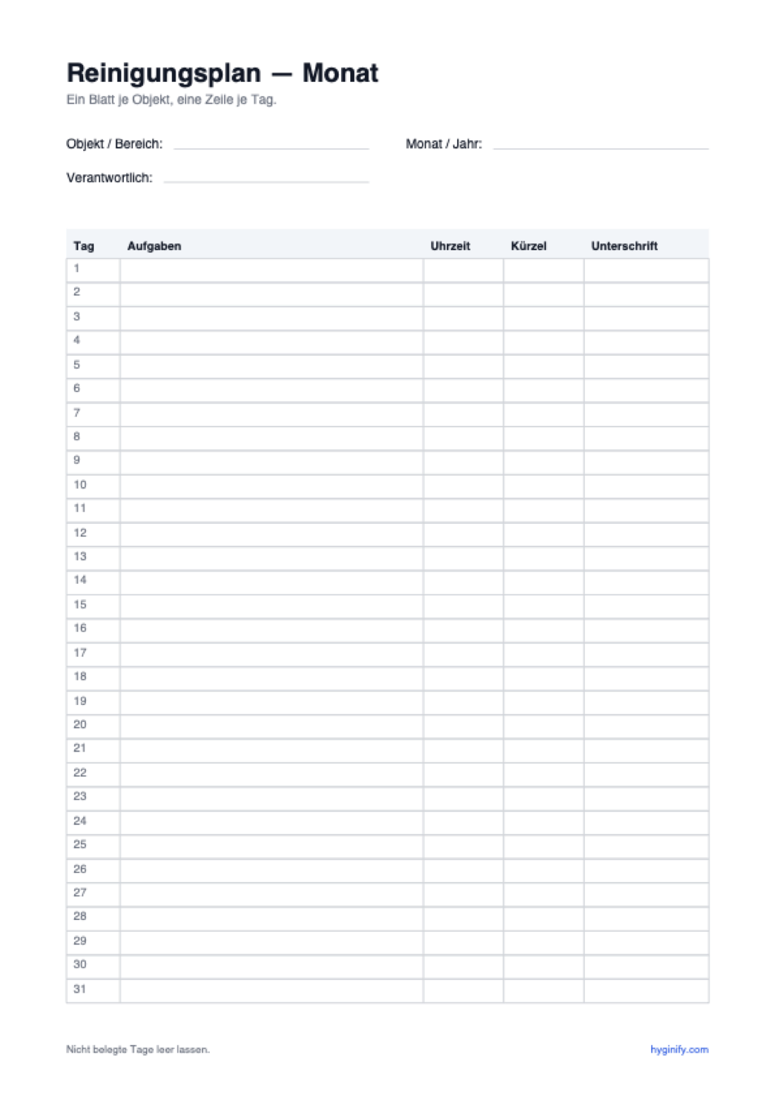 Vorschau der Vorlage Monatsplan als PDF