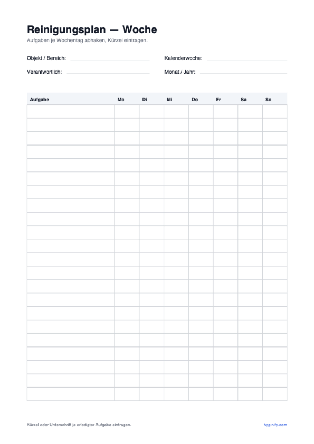 Vorschau der Vorlage Wochenplan als PDF